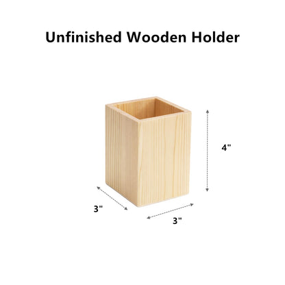 Yopay 12 Pack Wooden Pencil Holder, 4 Inch Square Desktop Wood Boxes for Crafts, DIY Unfinished Wooden Vase for Wedding Centerpieces Decor, Homemade DIY Supplies