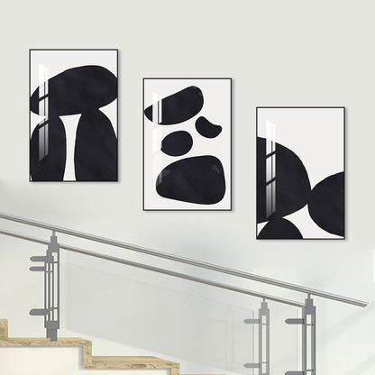 Abstract Wall Art Prints, Framed Wall Art for Living Room, Bedroom, Dining Room, Nursery, Office, Kitchen, Bathroom (Black, 16"X 24" X 3 panel)