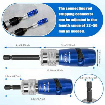 2025 Upgraded 8-in-1 Wire Stripper & Twisting Tool for Drill, 6/8/10/12/14 AWG Cable Stripper for Electricians, Professional Wire Twisting Attachment