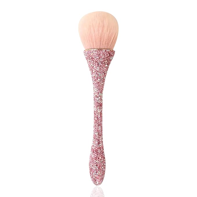 WOKOTO 1pcs Pink Shiny Rhinestone Nail Art Dust Brushes