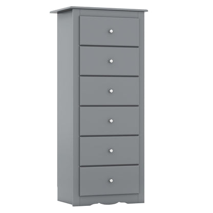 Giantex 6-Drawer Dresser for Bedroom, Wooden Chest of Drawers w/Metal Handles & Large Capacity, 16" D x 23" W x 53.5" H Clothes Organizer, Modern Tall Dresser for Bedroom, Entryway, Living Room