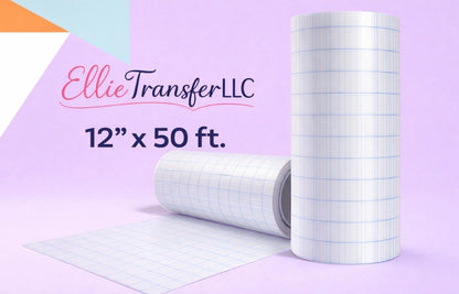 Vinyl Transfer Paper Tape Roll 12" x 50 FT Clear w/Blue Alignment Grid, Application Tape Perfect for Cricut Cameo Silhouette Self Adhesive Oracal for Signs Crafts Stickers Decals
