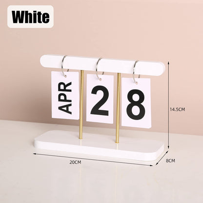 SUPTEC Perpetual Daily Flip Calendar for Desk 2026 Reusable Office Desktop Decor Home Accessories Photography Props (White)