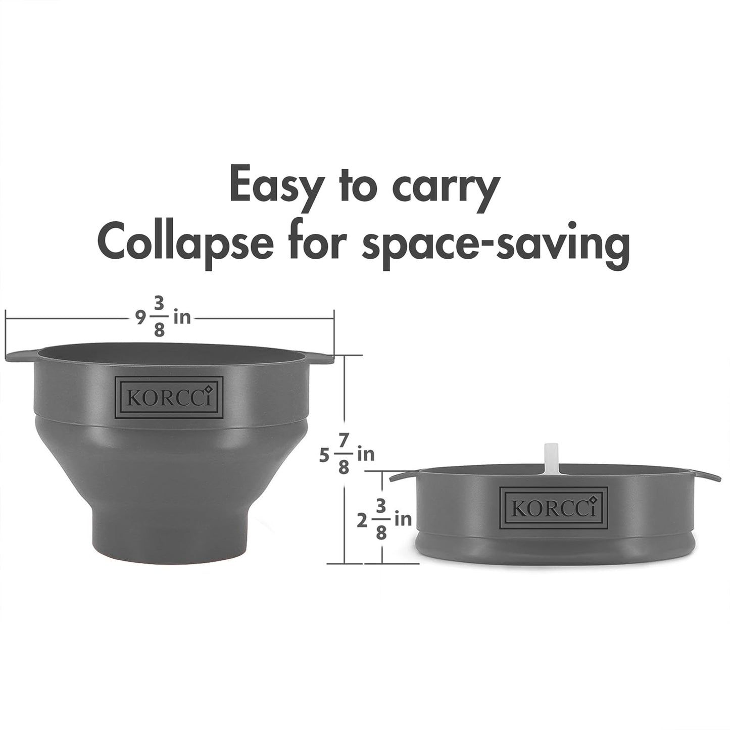 The Original Korcci Microwaveable Silicone Popcorn Popper, Microwave Popcorn Popper, Collapsible Microwave Popcorn Maker Bowl, No Oil Required, Use In Microwave, Dishwasher Safe (Blue)
