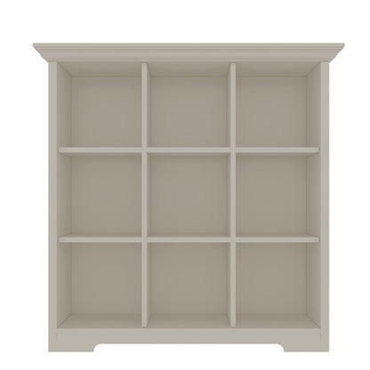 OSCHF Wooden Cube Shelf Bookcase - Modern 3 Tiers Floorstanding Open Bookshelf with Base for Home and Office, 9 Cubes Storage Cabinet, Warm White