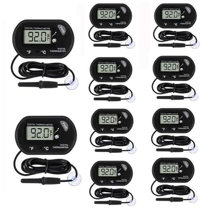 10Pcs Aquarium Thermometer Fish Tank Thermometer Reptile Terrarium Water Test Digital with LCD Display Fahrenheit/Celsius(℉/℃)