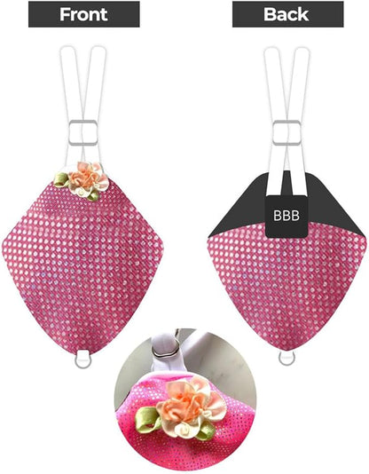 FLYPER Adjustable Mini Bird Diaper | Reusable, Washable Cloth | Comfort Fit for Parrots, Cockatiels, and Other Small Birds | Fashionable Avian Accessories Butterfly, Sparkly Rose, Mini Size 4.5