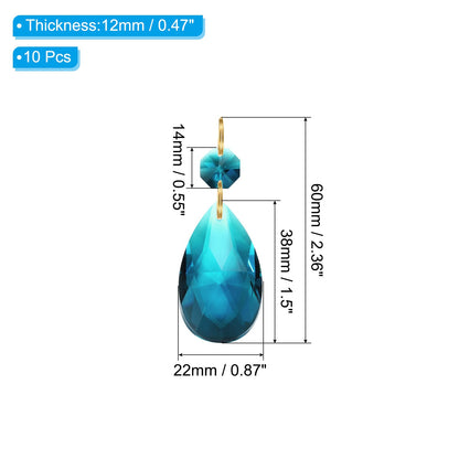 PATIKIL Teardrop Crystal Chandelier Pendants Beads, 10 Pack 60mm Length 38mm Chandelier Prisms Parts Ornaments Hanging Beads for DIY Arts Crafts Decoration, Sky Blue