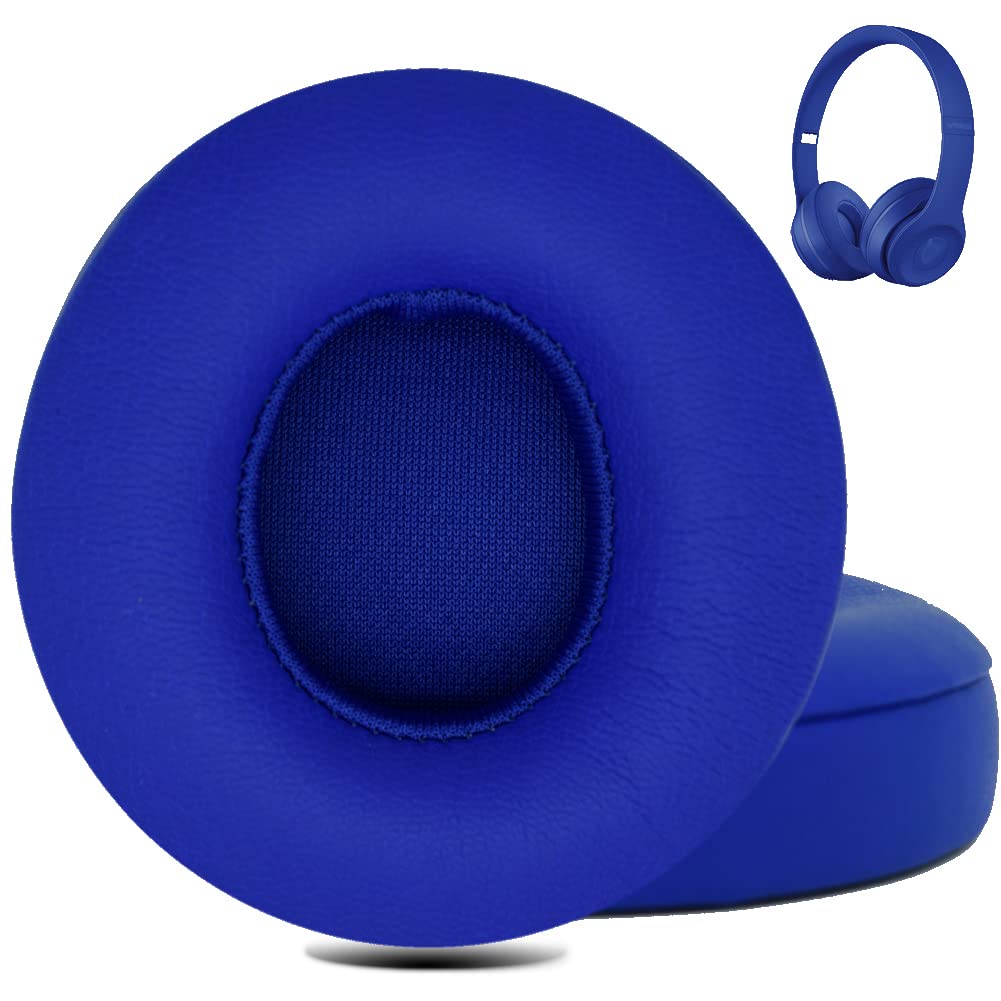 QOQOON Professional Headphone Replacement Ear Pads for Beats Solo 2 & 3 Wireless ON-Ear Headphones | Does NOT Fit Beats Studio, Enhanced Foam, Luxurious PU Leather Premium Ear Pads Cushions (Blue)