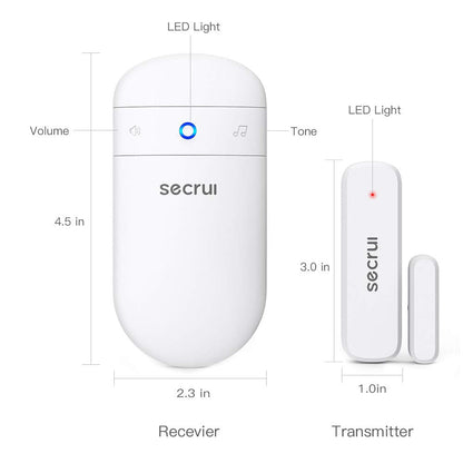 Door Chime When Door Opens, Door Opened Alarm for Home/Business Office/Bedroom Entering, 1-Sensor + 1-Receiver with 500FT Range,58 Chimes,5-Volume Level, Entry Alert for Kids/Toddler/Dementia Safety