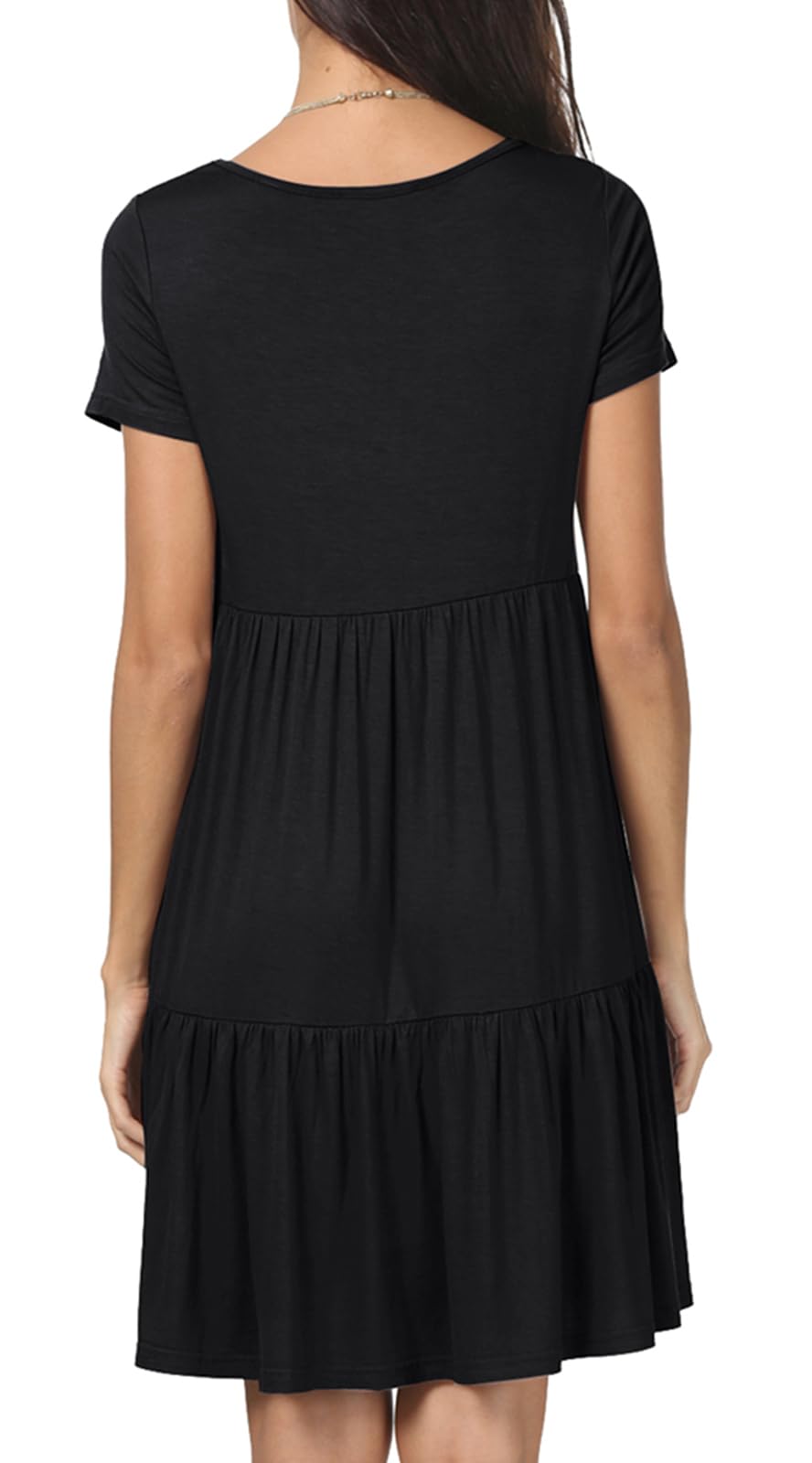 levaca Womens Summer Casual Dresses Beach Coverup Loose Short Sleeve T Shirt Dress 2025 Midi Outfit Sundress Black XL