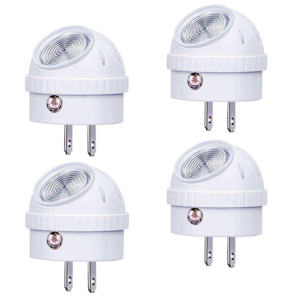 Emotionlite Plug-in Night Lights, Warm White LED Nightlight, 360° Rotation, Dusk to Dawn Sensor, Kids, Adult, Bedroom, Hallway, Bathroom,Kitchen, Stairways, Corridor, 6 Pack
