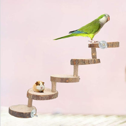 Tiiyee Wooden Hamster Ladder, Bird Parrot Ladder Perch Wood Climbing Bridge Parakeet Cage Toy Ramps Exercise Stands Activity Platform Playground Accessories for Small Animals Gerbil Mice Mouse Rat