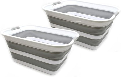 SAMMART 42L Set of 2 Collapsible Plastic Laundry Basket