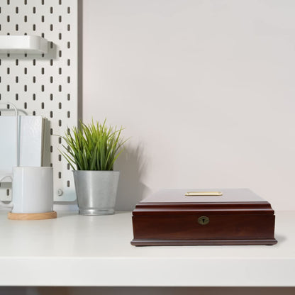 Decorebay Antico Wooden Lockable Memory and Treasure Box for Keepsakes, Photos, Letters, Jewelry and More