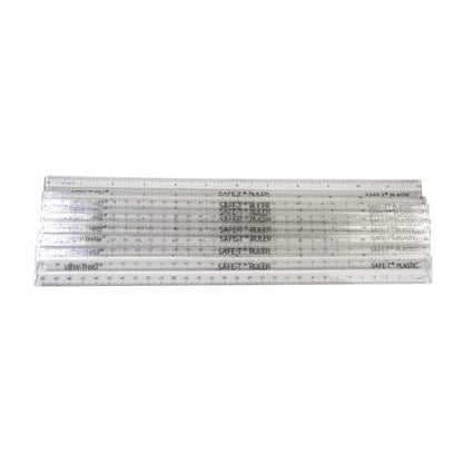 hand2mind Clear 12” Safe-T Plastic Ruler Set, Safety Ruler with Inches, Centimeters, and Millimeters, Semi-Flexible Ruler for Kids, Rulers Bulk for Classroom, School Supplies for Teachers (Set of 24)