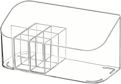 Makeup Tray Holder Organizer Cosmetic Display Case Tabletop Desktop Vanity Countertop Bathroom Wall Cabinet Medicine Storage Box 9 Dividers 2 Removable Women Ladies Girls Gifts Crystal Clear 1 PACK
