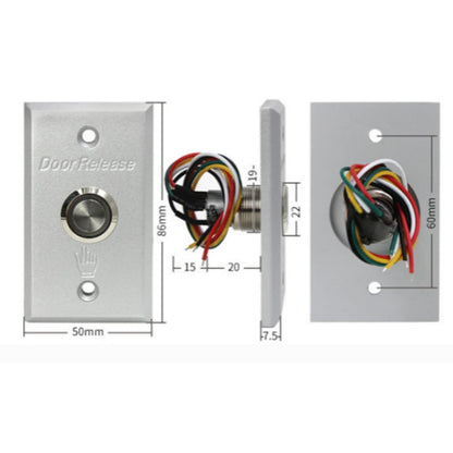 Access Control Button, Aluminum Exit Push Button Switch with LED Indicator Light for Access Control System, Metal Door Release Switch for Hollow Door Office Home Security