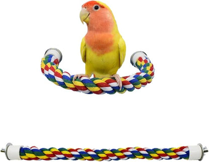 Bird Perch Rope Colorful Bird Spiral Rope Practical Parrot Toy Parrot Climbing Rope Cotton Rope Swing Bird Ladder Bridge for Large Medium Small Parrots (24 Inch)