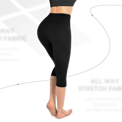 Walifrey Capri Leggings for Women, Buttery Soft High Waisted Leggings for Gym Yoga Workout (Brown XXL)