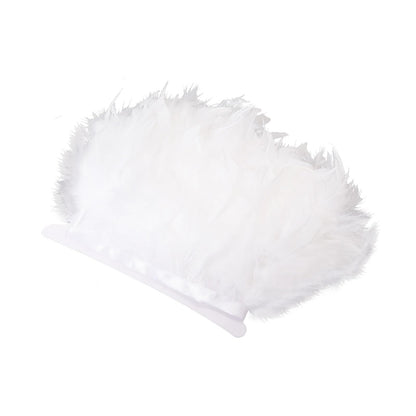 White Turkey Feathers Fringe Trim 5 Yards 4-6inch Fluffy Feather Trim Fashion Dress Sewing Crafts for DIY Handbag Costumes Wedding Decoration