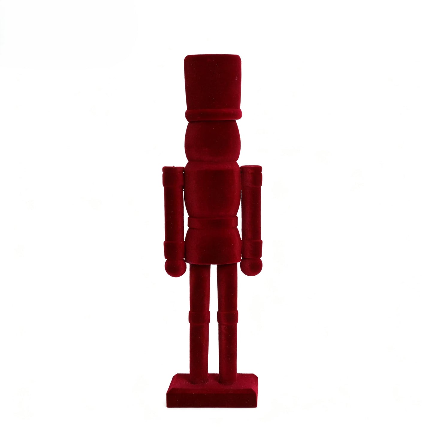 PIONEER-EFFORT Luxury Red Velvet Nutcracker Soldier Figurine - 12 Inch Tall Wooden Christmas Decoration - Festive Holiday Mantel & Tabletop Decor - Elegant Collectible Ornament (FLK-Red, 30CM)