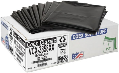 Aluf Plastics - Value COEX 3 Ply Garbage Bags, 55-60 Gallon, 1.7 Mil