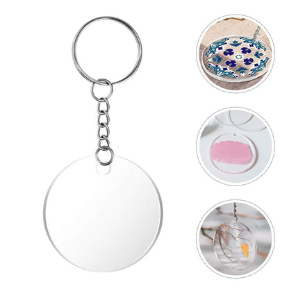 EXCEART 40 Sets Acrylic Keychain Blanks with Key Chain Rings 2.55 Inch Ornaments Blanks with Holes Clear Discs Circles for DIY Crafts Projects