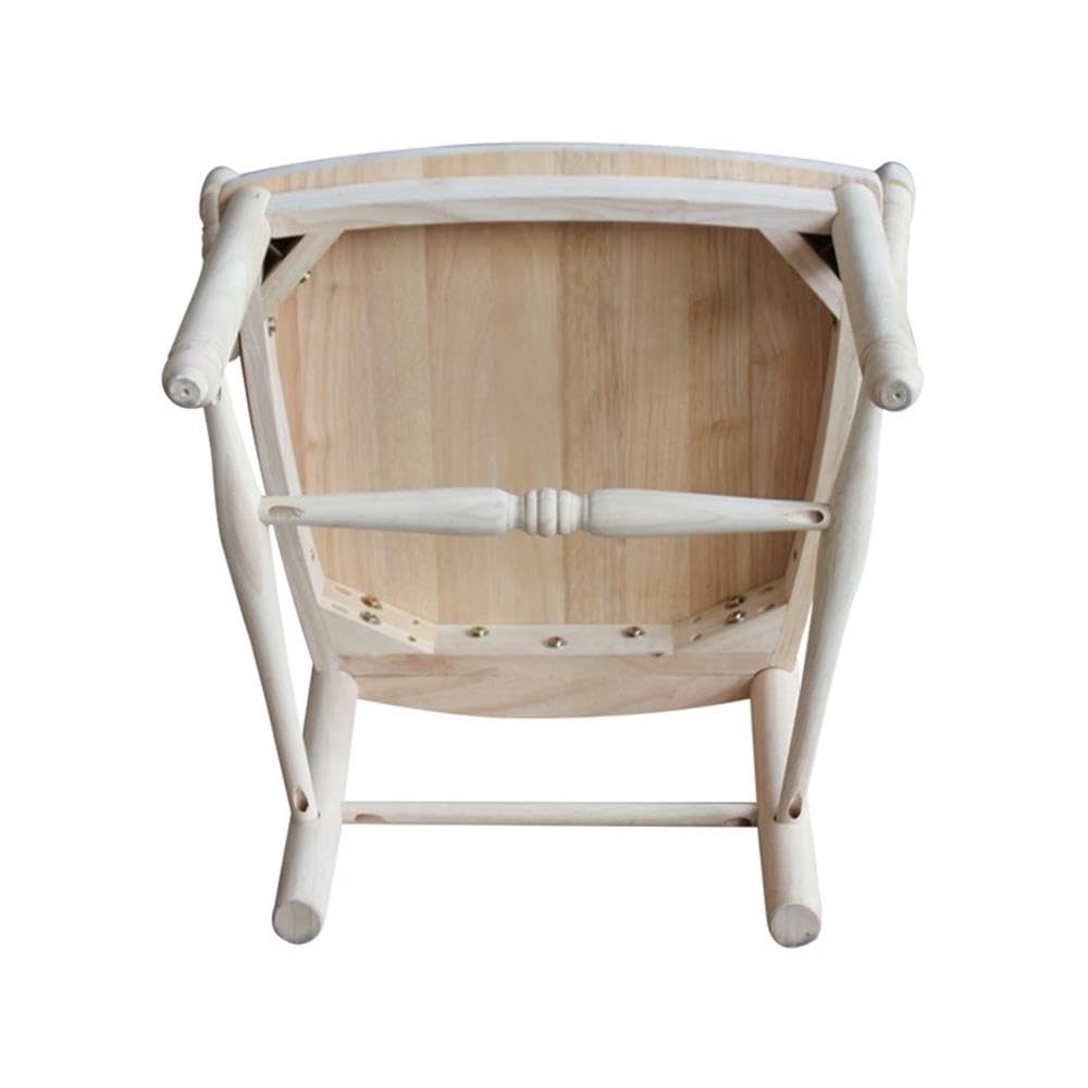 IC International Concepts, SheafBack Arm Chair, 225lbs wt capacity, Solid Real Wood, Sturdy Parawood, DIY, Paint/Stain Ready, Unfinished