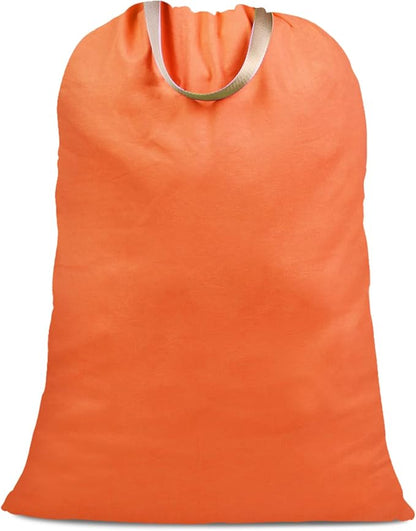 Cotton Canvas Laundry Bag with Handles & Drawstring Straps, Heavy Duty Extra