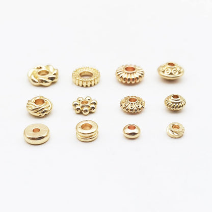 INSPIRELLE 120pcs Spacer Beads Gold Plated Long-Lasting Heishi and Rondelle Bead for Jewelry Bracelet Necklace Making