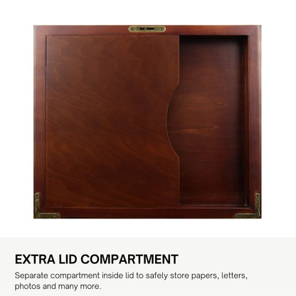 Decorebay Antico Wooden Lockable Memory and Treasure Box for Keepsakes, Photos, Letters, Jewelry and More
