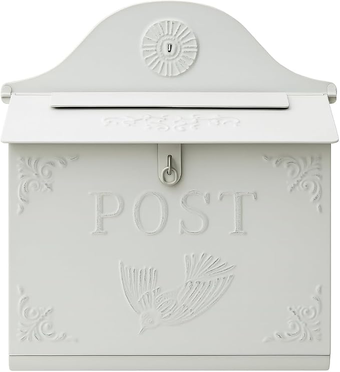 I Vintage Style Post Box I Nostalgic Charm Home Decor I Farmhouse Design I 15.9" Height x 11" Wide (All White Horizontal)
