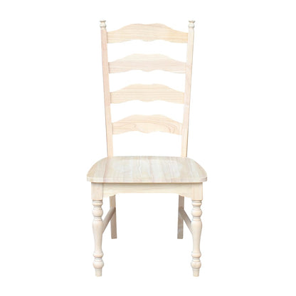 International Concepts Maine Ladderback Chairs, Solid Parawood, Unfinished (Set of 2)