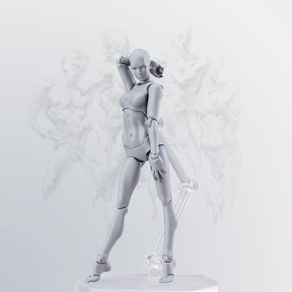 Haniforever Artists Manikin Art Mannequin Figures Supplies Drawing Tools,Small Drawing Figure Model for Sketching,Painting,Action Figures Male+Female Set(Grey)