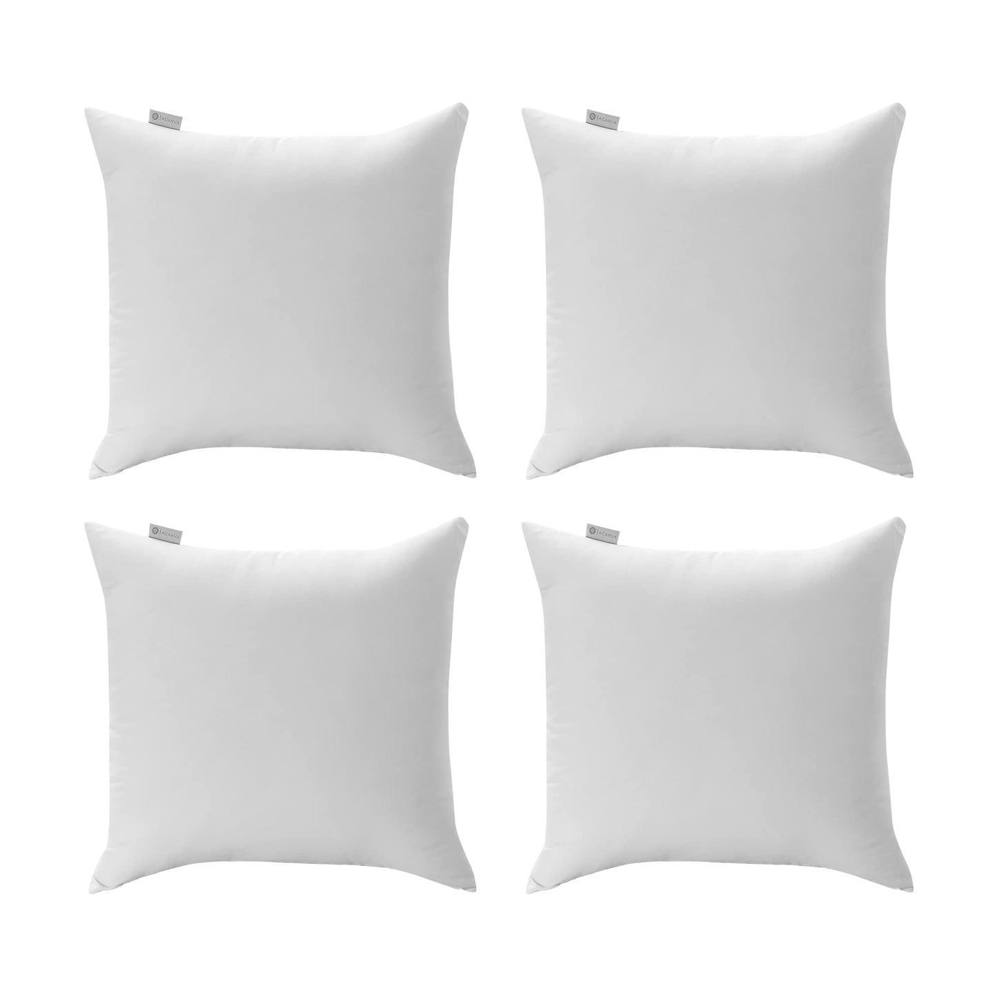 Acanva Throw Pillow Inserts for Bed Couch Sofa, Ultra Soft Polyester Filling for Decorative Cushion Square Sham Form, 18"x18"-4 Pack, White 4 Count