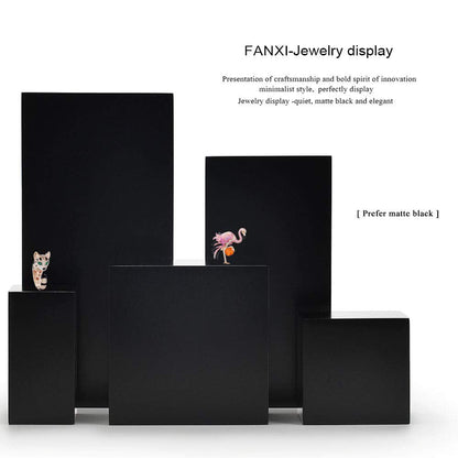 Oirlv Solid Wood Minimalism Style Jewelry Display Stand Showcase Jewelry Organizer Black Square Holder (SM05304)
