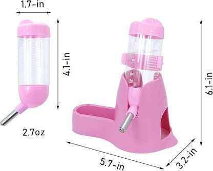 Wontee Hamster Water Bottle Water Dispenser Hamster Silent Exercise Running Wheel for Dwarf Hamsters Gerbil Mice (Pink, 80ML)