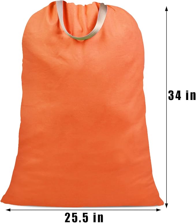 Cotton Canvas Laundry Bag with Handles & Drawstring Straps, Heavy Duty Extra