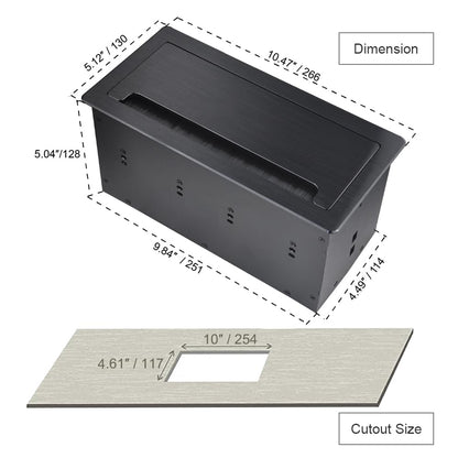 Tabletop Multimedia Connectivity Box with 4 AC Power+2 HDMI+2 RJ45+1 USB3.0 Port +1 USB-C +2 Audio with 5.58ft Power Cord for Conference Room Office Desk(Black)