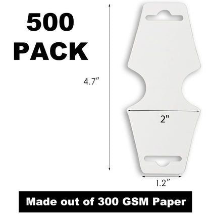 【500 Pack 】 Necklace and Jewelry Display Cards for Bracelets and Chokers- Easy and Simple for Displaying Your Jewelries - Bulk 500 Pack White