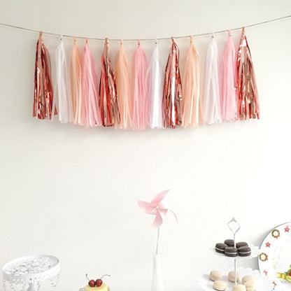 We Moment Tissue Paper Tassels Party Tassel Garland Banner for Party Decorations, DIY Kits,Pink,White,Peach,Rose glod,40 PCS