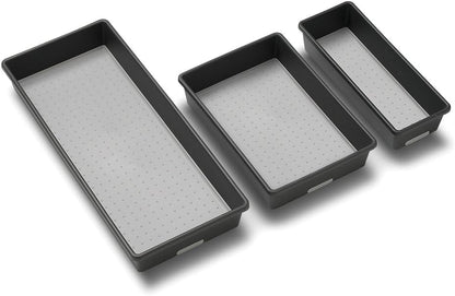 madesmart Classic 3-Tray Bin Pack - Granite | CLASSIC COLLECTION | Multi-Purpose Storage | Soft-grip Lining and Non-slip Rubber Feet | Durable | BPA-Free
