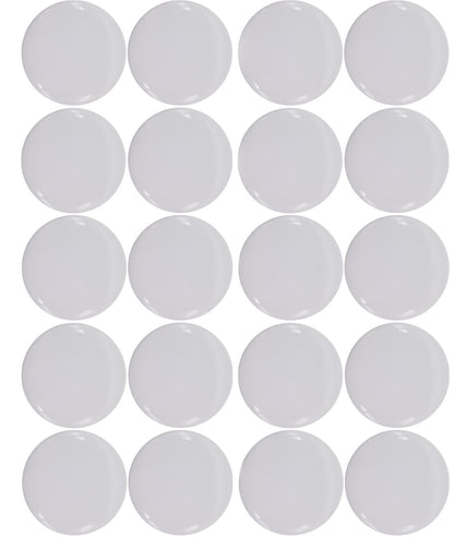 Plain white pinback buttons for DIY crafts - pack of 20 - GLOSSY (standard size, 2.25")
