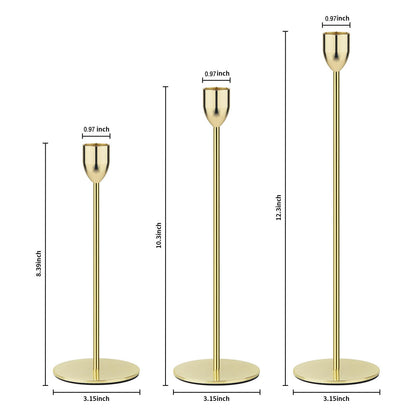 Ohtomber Gold Taper Candle Holder - 6PCS Candlestick Holders, Candlesticks Centerpiece Wedding Table Decor, Fit Pillar 3/4" Thick Tapered & Led Candles