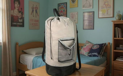 Laundry Bag Backpack with Shoulder Straps and Mesh Pocket Laundry Backpack