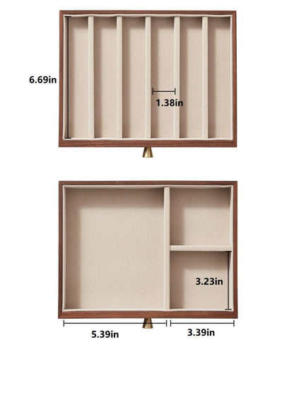 Homruilink Black Walnut Wooden Jewelry Box Women large 3 Layer Drawer Organizer Box with Glass Lid for Necklaces, Watch, Necklace, Ring, Earring Storage, Fathers Day Gift