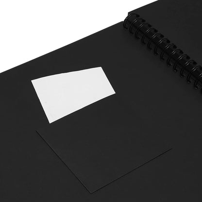Juvale Spiral-Bound Scrapbook Album - Silk Ribbon Cover for Wedding Scrapbook - Durable Hardcover Black Paper Photo Albums - Complete Scrapbooking Supplies Kit, 80 Pages - 12.25 x 12.25 in, Black