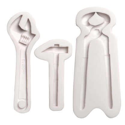 Hand Tools Chocolate Silicone Molds, 3 Packs Large Hammer Wrenches Pliers Construction Tools Baking Molds, 3D Fondant Molds for Cake Decoration Candy Sugar Craft Gum Paste Clay