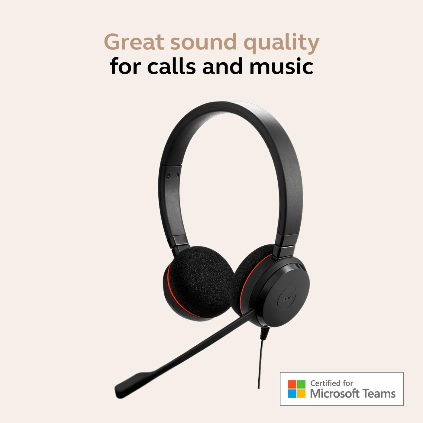 Jabra Evolve 20 Wired Headset (2025 Edition) - Dual-Ear Set for Office and Work from Home - Call Control - Certified for MS Teams - USB-C/A Connectivity - Black